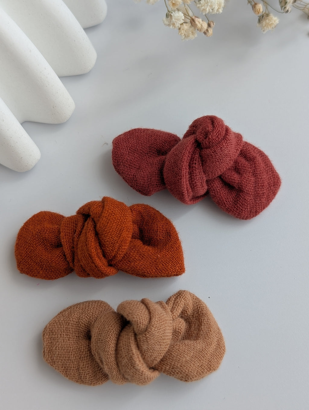 Noeud Romie terracotta orangé sable création cousu main La Tête dans les Nétoiles