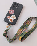 Cordon de téléphone en tissu blockprint - vert rose et jaune