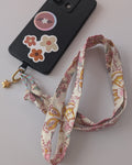 Cordon de téléphone en tissu blockprint - crème rose et vert d'eau