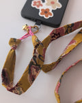 Cordon de téléphone en tissu blockprint - ocre rose et bordeaux