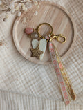 Porte cles coeur  et etoile en acier inoxydable mots doux girl power sur support création artisanale La Tête dans les Nétoiles