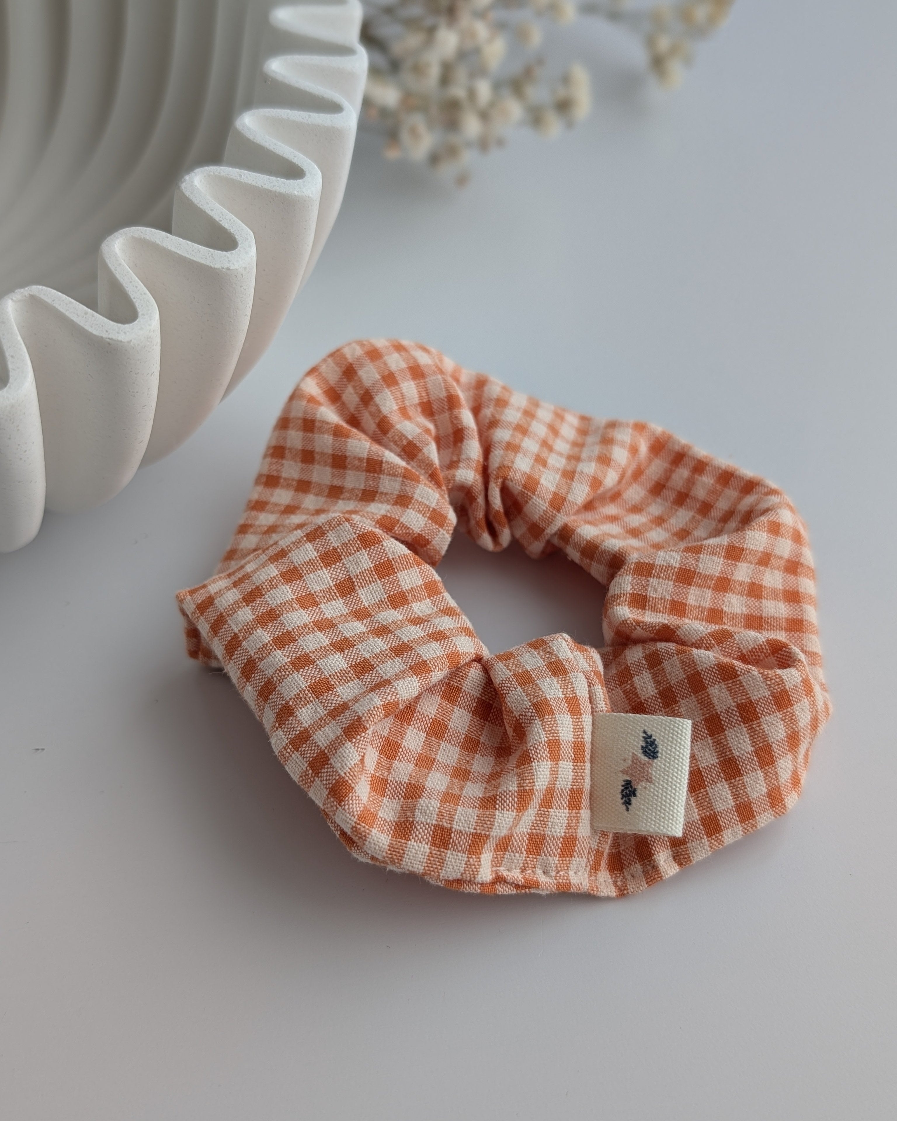 Chouchou tissu vichy carotte taille femme et enfant création artisanale La Tête dans les Nétoiles