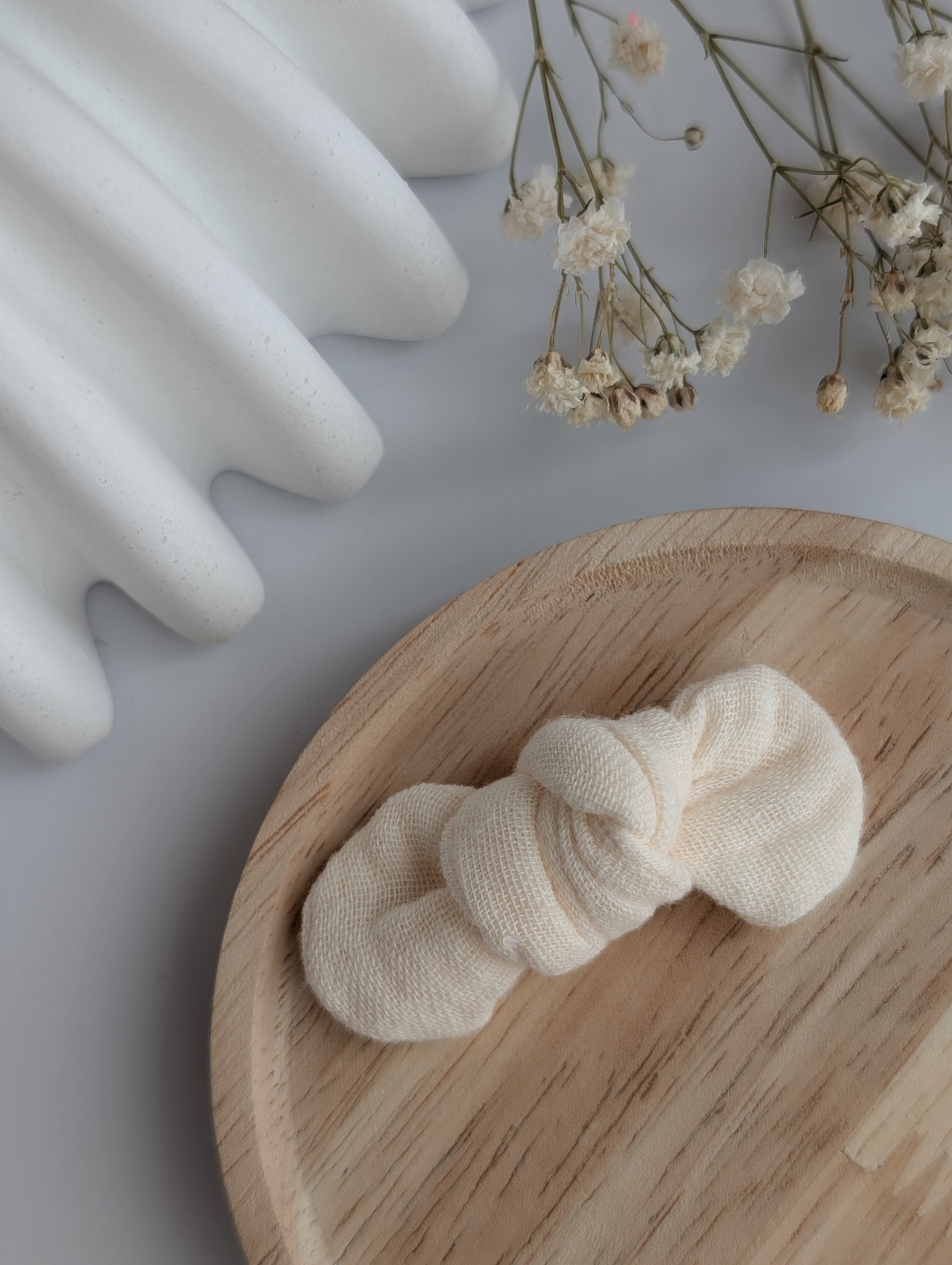 Noeud cheveux gaze de coton tons marron/beige