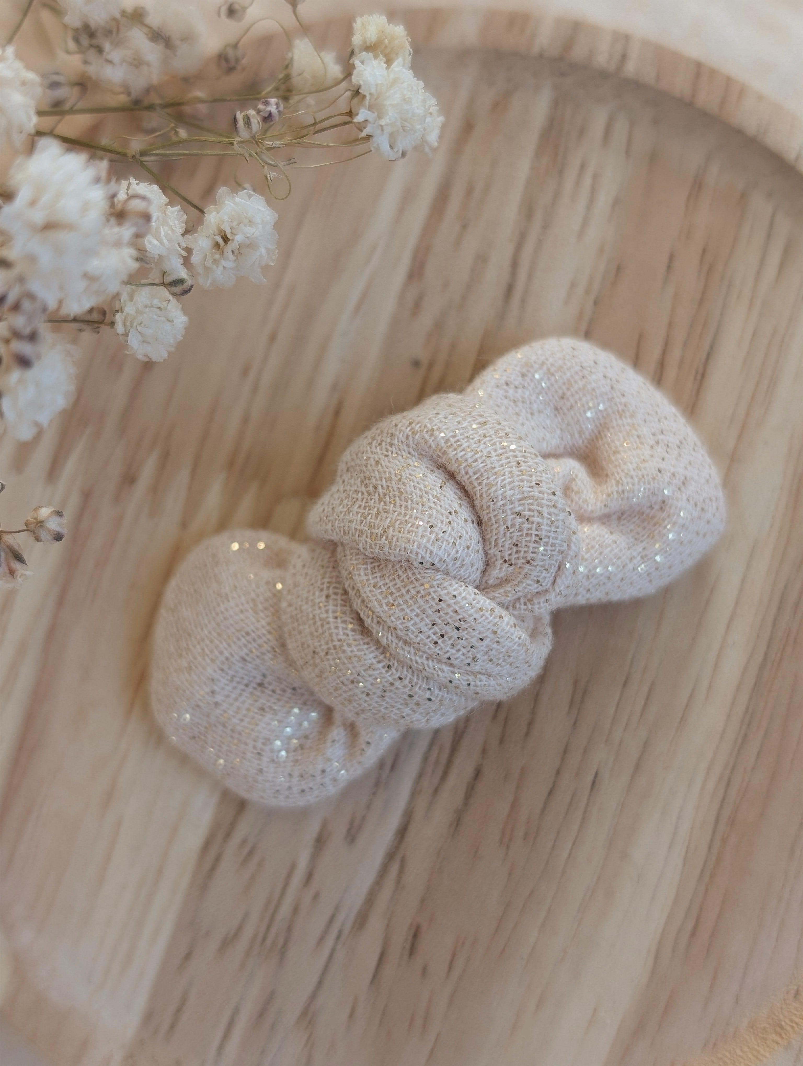 Noeud cheveux gaze de coton scintillante