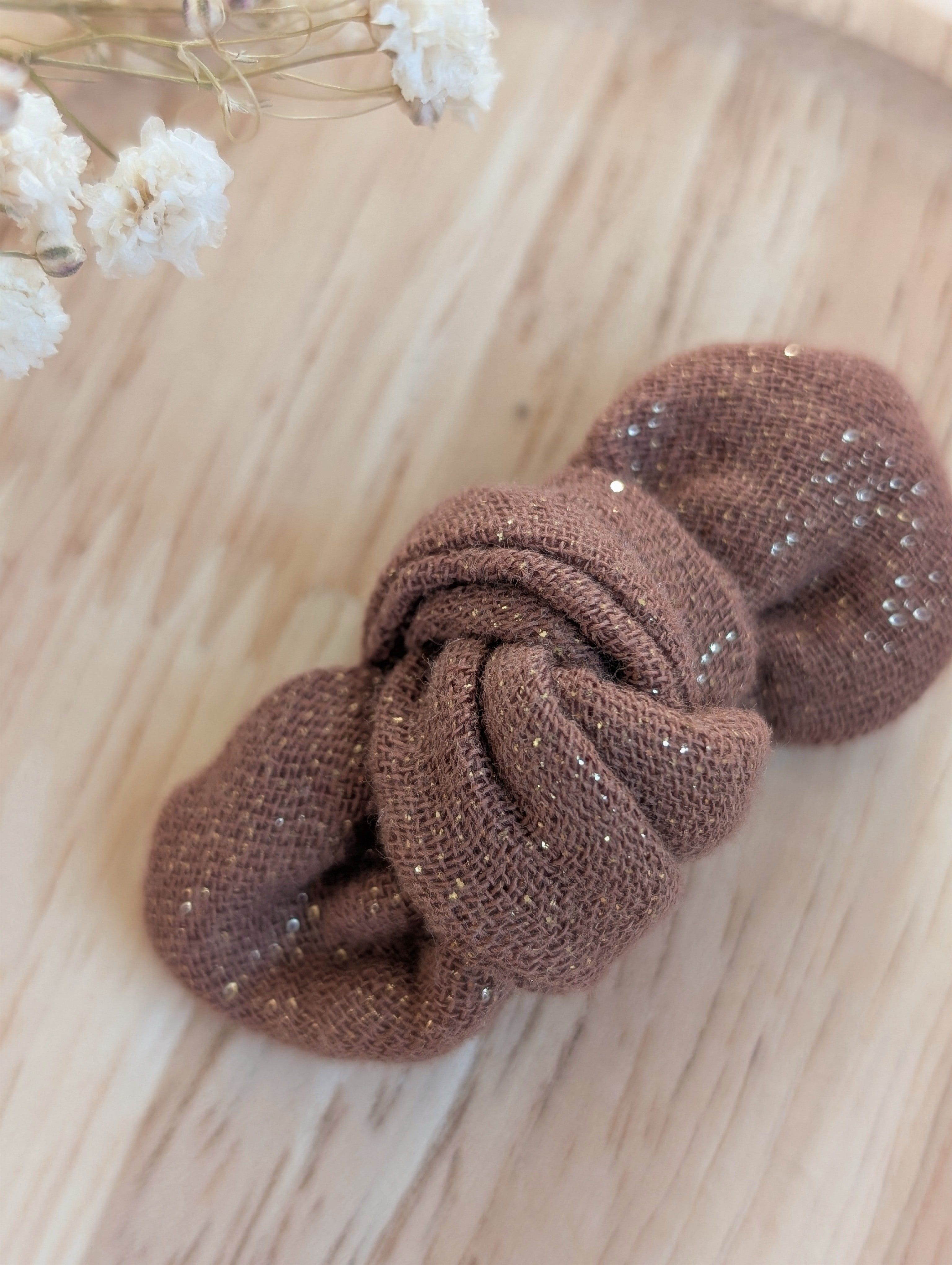 Noeud cheveux gaze de coton scintillante